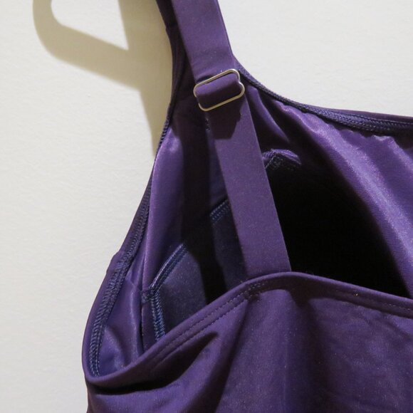 LANDS' END Adjustable Scoop Neck Flutter Tankini Top in Purple - Size 1X NWT - Picture 12 of 15